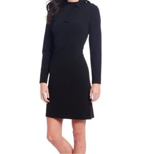 Calvin Klein black long sleeve dress with neck bow